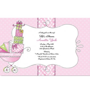 Baby Shower Invitations, Carriage Of Gifts Pink, Beck
